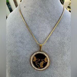 New Stainless Steel Elegant Gold and Black Pendant Necklace